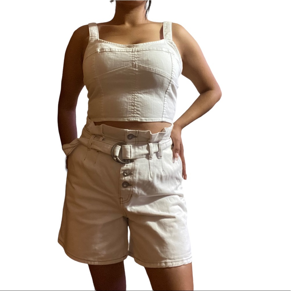 Modern white paper bag shorts